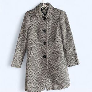 Ann Taylor Black and White Herringbone Trench Coat